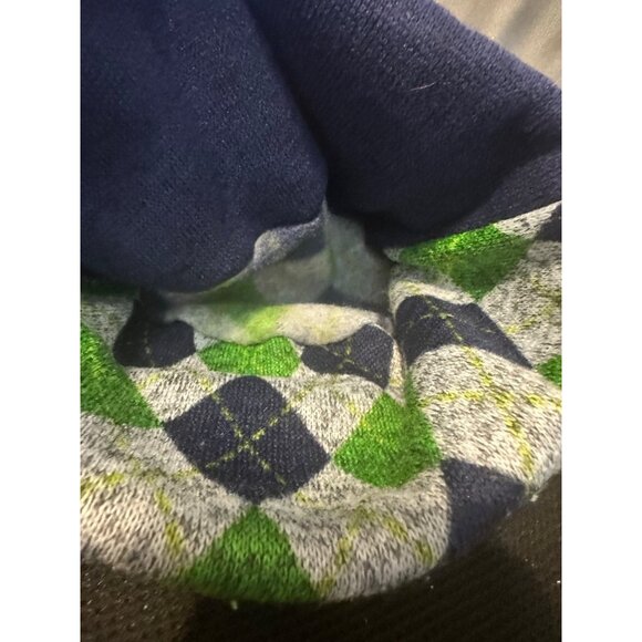 Unique Argyle Pattern‎ Cloche Hat With Floral Accent Blue & Green - Picture 7 of 7